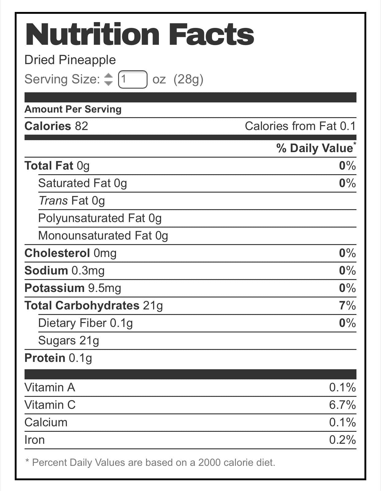 Dehydrated Pineapple